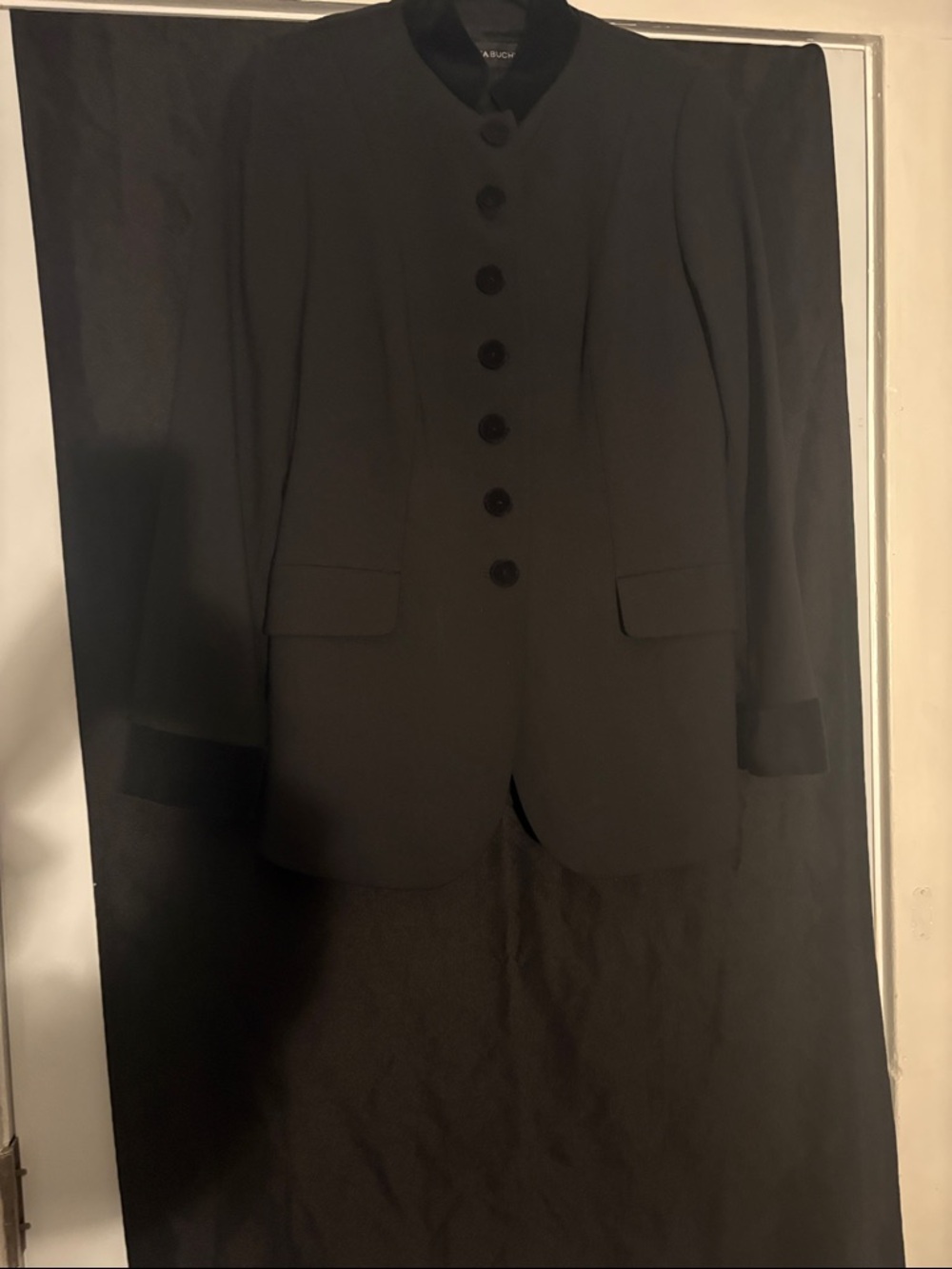 Dana Buchman Black Mandarin-Collar Blazer